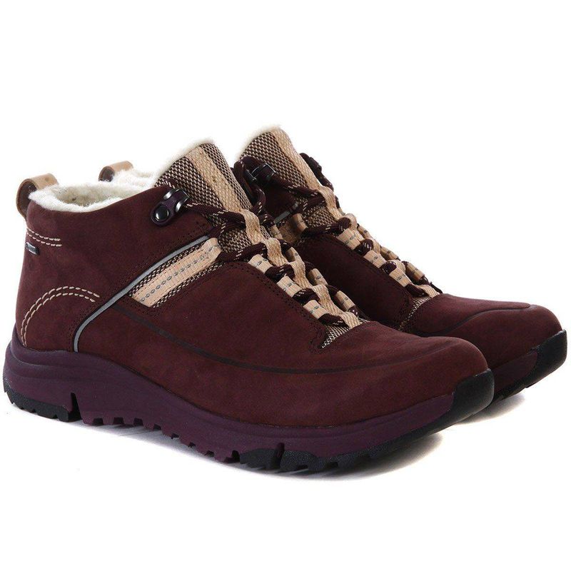 Женские ботинки Clarks Tri Fern GTX 26138102, фиолетовые Женские ботинки Clarks Tri Fern GTX 26138102, фиолетовые